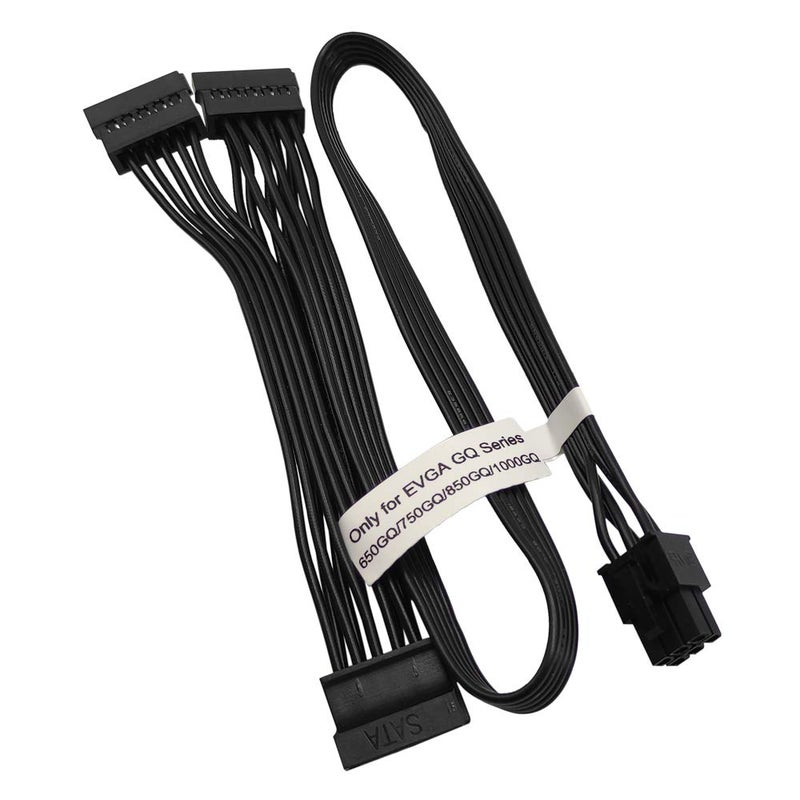 COMeap SATA Power Cable for EVGA GQ Series Semi Modular PSUs, 6 Pin to 3X 15 Pin SATA Hard Drive Adapter Splitter 20-in(50cm) - Image 1